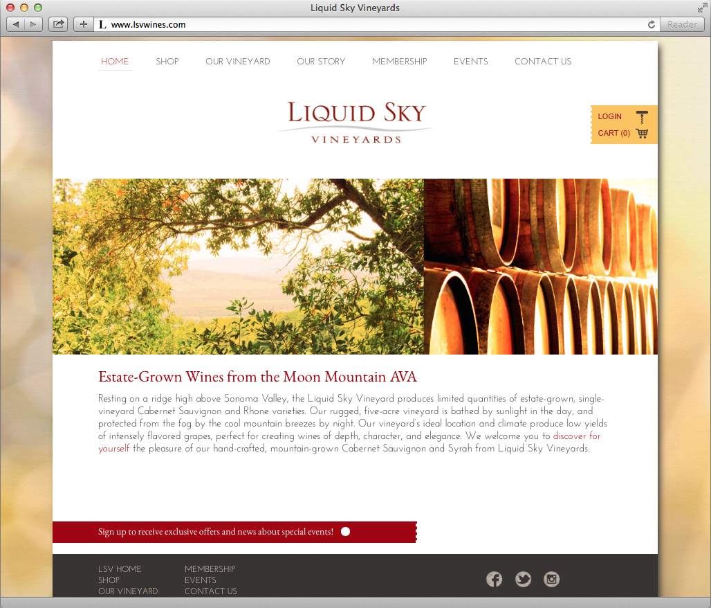 Liquid Sky Vineyards Website