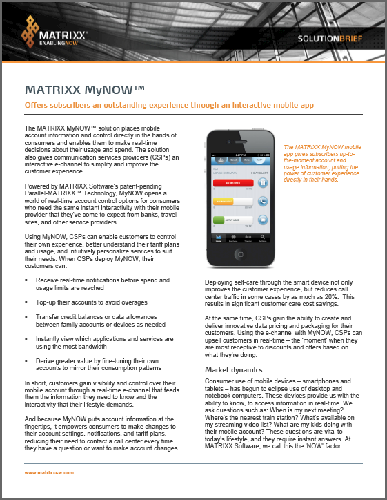 Matrixx Software MyNOW Solution Brief
